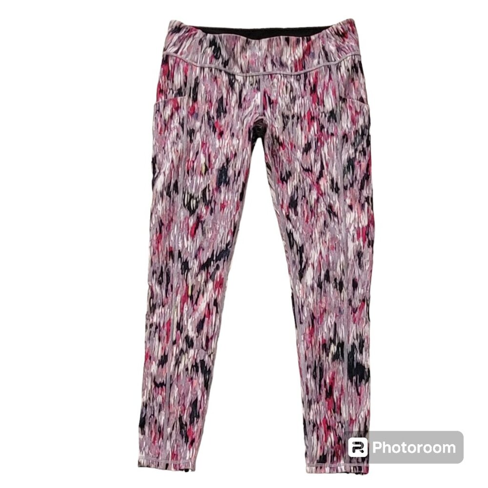 Lucy Multicolor Abstract Print 28" Full Length Leggings with Side Pockets Sz L